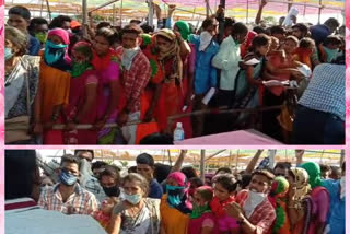 Migrant workers waiting for permission to enter Kalaburagi district