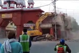 Temple being demolished for road widening in Gorakhpur