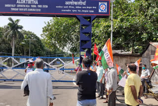 protesting at mejia thermal power station