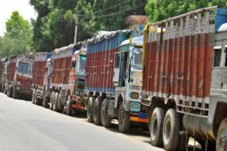 Long line of trucks near Bedo FCI godown in ranchi