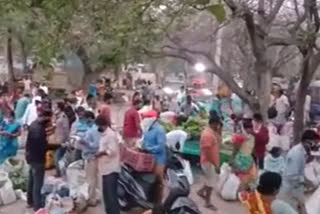 no physical distance at bollaram vegetable market in hyderabad