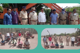 illegal sand mining caught by police and abkari department