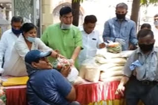 kv ramnachary distributed groceries to phc people