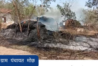 Fire at two places  in bilaspur Farmer's loss lakh of rupees