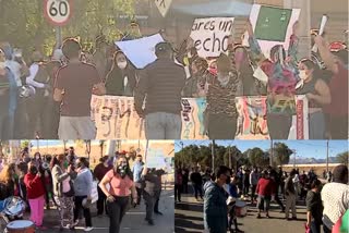 People protesting in the period of Coronavirus crisis in Chile