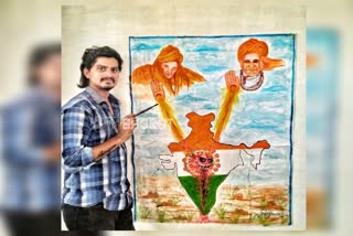 Corona awareness painting in gadaga ashrama