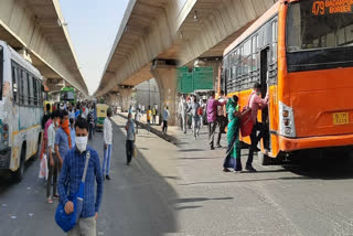 heavy rush on badarpur bus stand