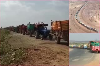 farmers 4 km long line to sell crop