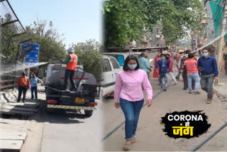 councillor Poorva Sankhla doing sanitization work