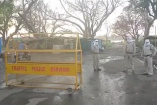 Police personnel guarded on Narmada river