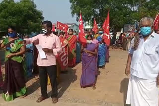 citu protest on 100 days work scheme