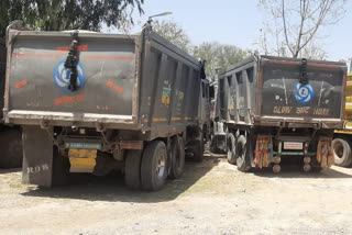 अवैध बजरी से भरे डंपर जब्त, Illegal gravel-filled dumper seized