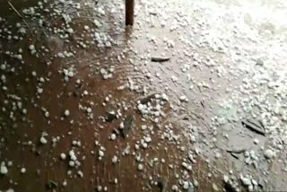 Hail fell with heavy rain