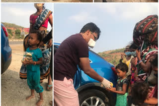 food packets distribution to migrant labour at visakhapatnam