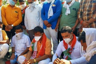 Former minister Deepak Joshi did Bhoomipujan for the 21 km road from Rotha Phata to Chapra