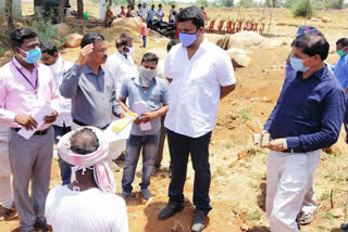 MLA Raju Gowda visits and inspects the Rural Employment Guarantee Scheme at surapura