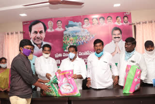 MLA Aruri Ramesh Distributes Groceries