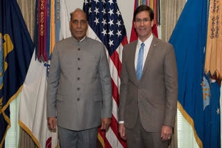 Defence Minister  Rajnath Singh  US Def Secretary  Mark Thomas Esper  രാജ്‌നാഥ് സിംഗ്  അമേരിക്കന്‍ പ്രതിരോധ സെക്രട്ടറി  ഡോ. മാർക്ക് തോമസ് എസ്‌പെർ  ഇന്ത്യൻ പ്രതിരോധമന്ത്രി