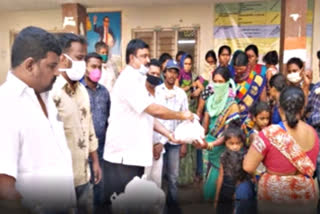 grocery distribution to fire accident victims  at bowenpally