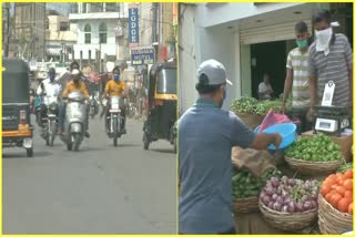 Some shops opened in Kalaburagi today and normal vehicular movement continued as the state government