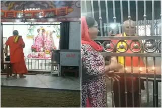 Devotees are lighting lamp outside temple during lockdown in jamshedpur