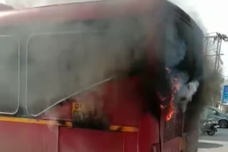 DTC AC bus caught fire in Nagloi, Delhi