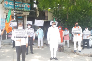 Leader of Opposition Ramvir Singh Bidhuri protest against Delhi govt at Shaheed Brijendra Singh Chowk