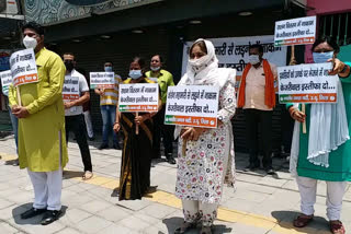 BJP workers protest against Delhi government in Burari assembly