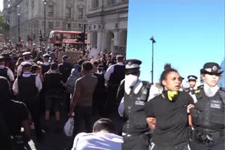 Clashes erupted in central London on peaceful Black Lives Matter protest