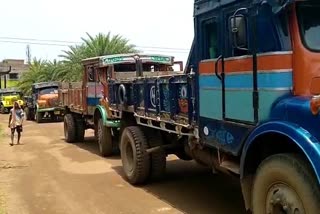 Protesting villagers stuck sand trucks in Andal