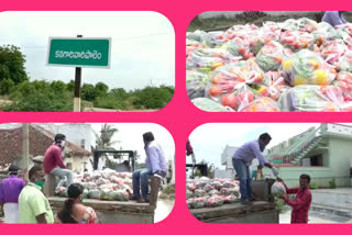 Distribute vegetables in Corona hot spots at adhanki in prakasham district