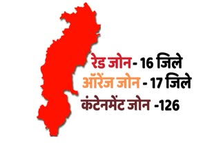 red orange green zone and Containment areas in chhattisgarh