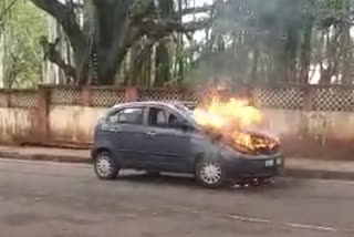 Fire at a car in Belgaum