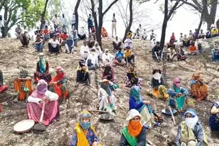 250 Labor protested sitting in pond In Khandwa