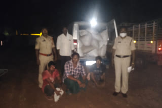 illegal ration rice seized by police at munagapadu in krishna district