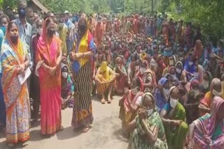 Locals blockaded the road in protest of the sarpanch's abduction