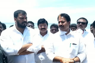 Ministers  Mopidevi Venkataramana and Anil Kumar Yadav visit fish processing units in Nellore district