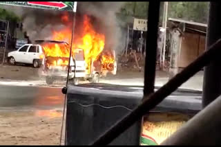 A fire broke out in a car in Kaprada's Nanapodha