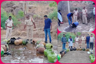 Police raids on raw liquor shops at kadiri thands in ananthapuram district