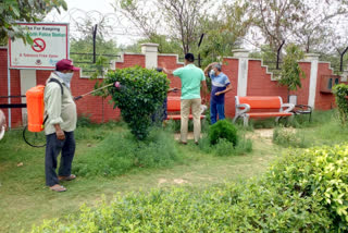Dwarka North police station sanitized under the direction of DCP Anto Alphons