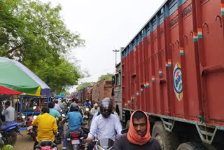 long line of sand-laden trucks led to the problem of jam in rohtas