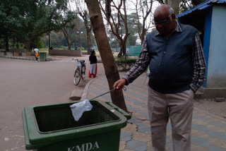 "Plastic Man" with a stick in hand to free the kolkata city from plastic