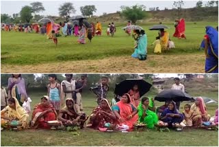 Women came to Chhath pooja in river after being of rumor in garhwa