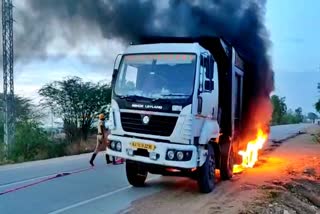 sand loaded tipper tire blast