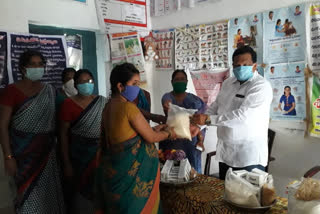 mla given rice distribution to anganwadi centres in east godavari