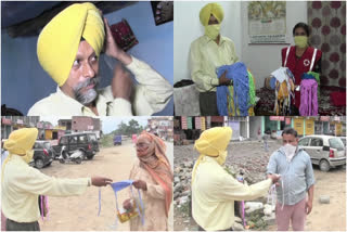 Amarjit singh donated 11 turban to makes masks for needy in mandi district