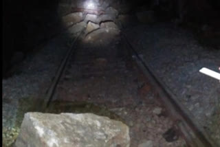 The boulders on railway track  in borraguhalu