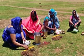 Women worshiping Corona Mai due to superstition