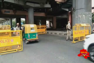 Tilak Nagar police team on alert in Subhash Nagar Metro Station due to Unlock