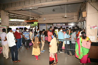 Rush in Srikakulam busstop